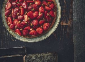 Sablé breton caramel, fraises