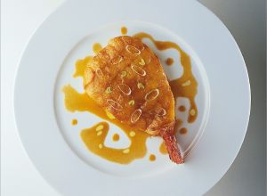 Chapon de méditerranée tartiné de gamberoni hachés par Alain Ducasse
