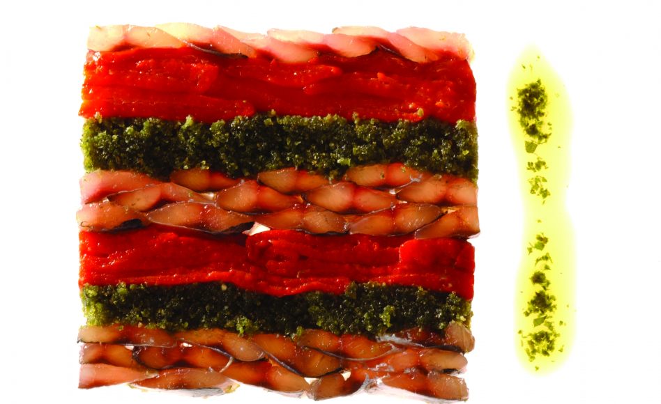Filets d’anchois marinés aux piments doux par Alain Ducasse