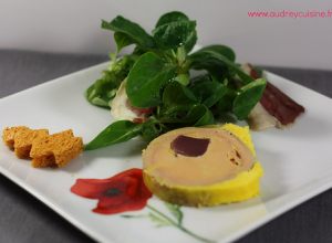 Foie gras de canard maison, farci aux gésiers