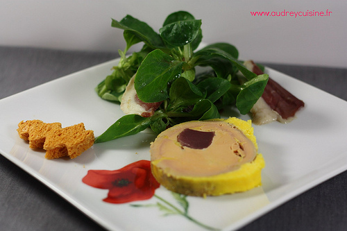 Foie gras de canard maison, farci aux gésiers