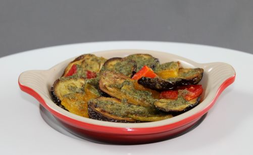 Recette De Tian D Aubergines Et Poivrons Pistou De Marjolaine