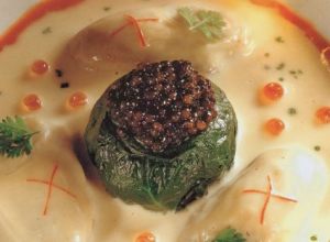 Medley d'huîtres et saint-jacques au caviar par Joël Robuchon