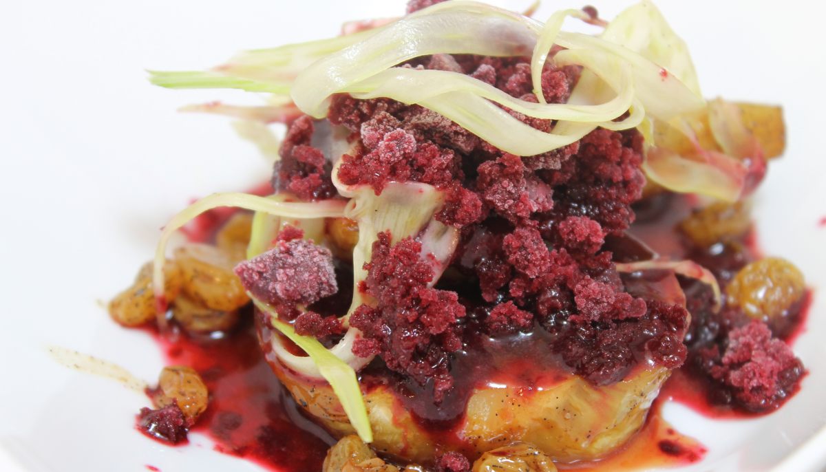 Recette de Fenouil confit au jus de raisin et granité cassis par Alain