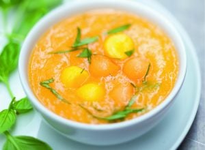 Soupe melon, mangue et citron vert par Julie Andrieu
