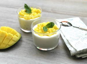 Tapioca au lait de coco, tartare mangue-basilic