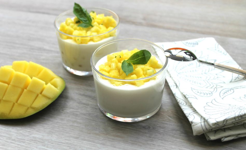 Tapioca au lait de coco, tartare mangue-basilic
