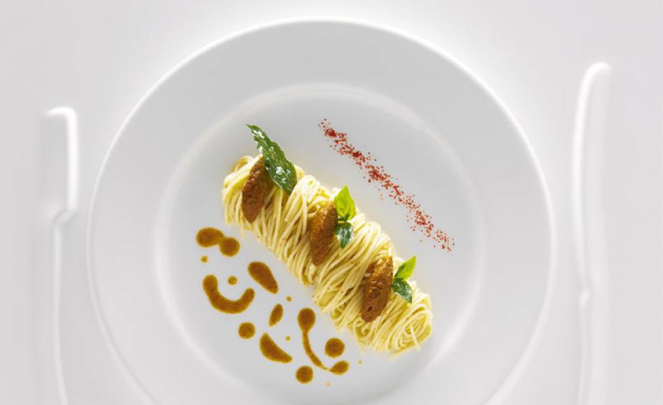 Spaghetti aux oursins par Alain Ducasse
