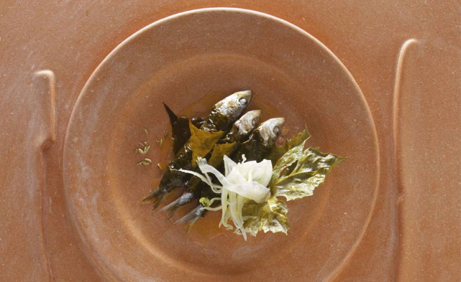 Sardines en feuilles de vigne par Alain Ducasse