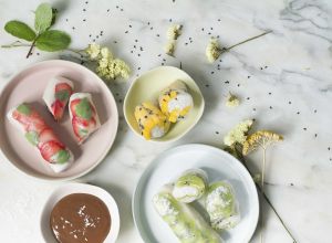 Recette de rouleaux de printemps aux fruits frais & pudding de tapioca par Romain Meder