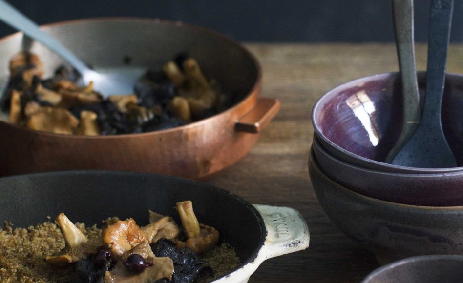 Recette de quinoa croustillant, champignons & cassis par Romain Meder