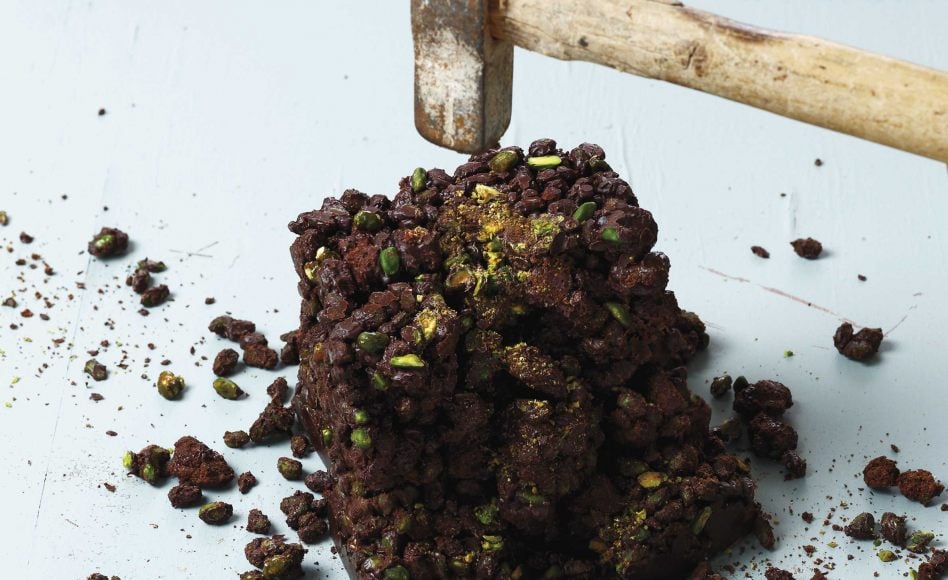 Recette de rocher pistache-chocolat et streusel cacao par Christophe Adam