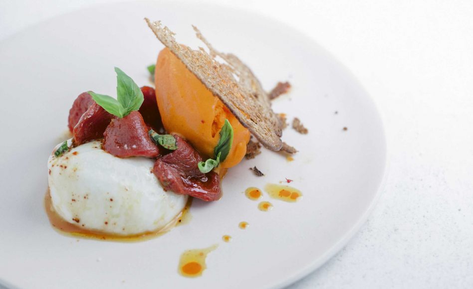 Recette de sorbet poivron rouge, tomates confites, piment d'Espelette par Alain Ducasse