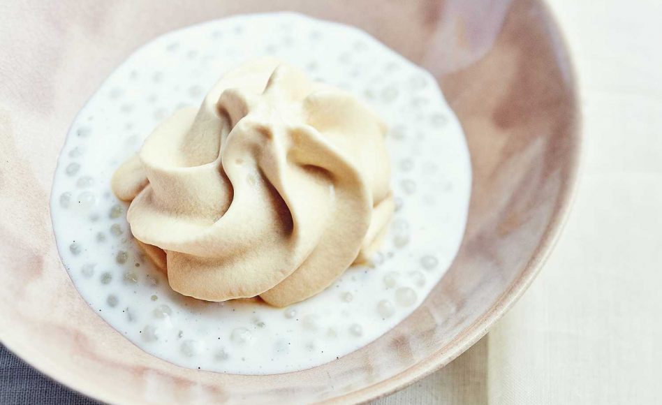 Recette de perles du japon vanille-coco, émulsion caramel par Jean-Louis Nomicos