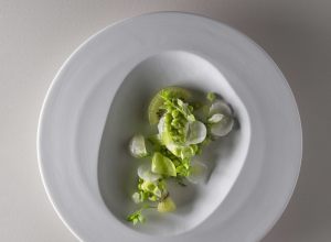Recette de petits pois et crème de chlorophylle verte par Mauro Colagreco