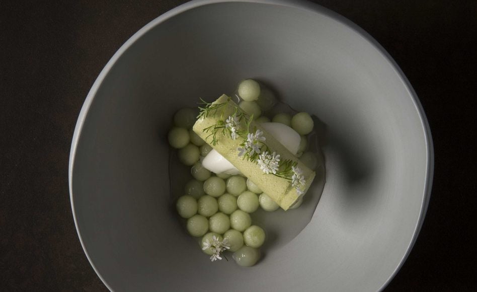 Recette de pomme verte, coriandre et yaourt par Mauro Colagreco