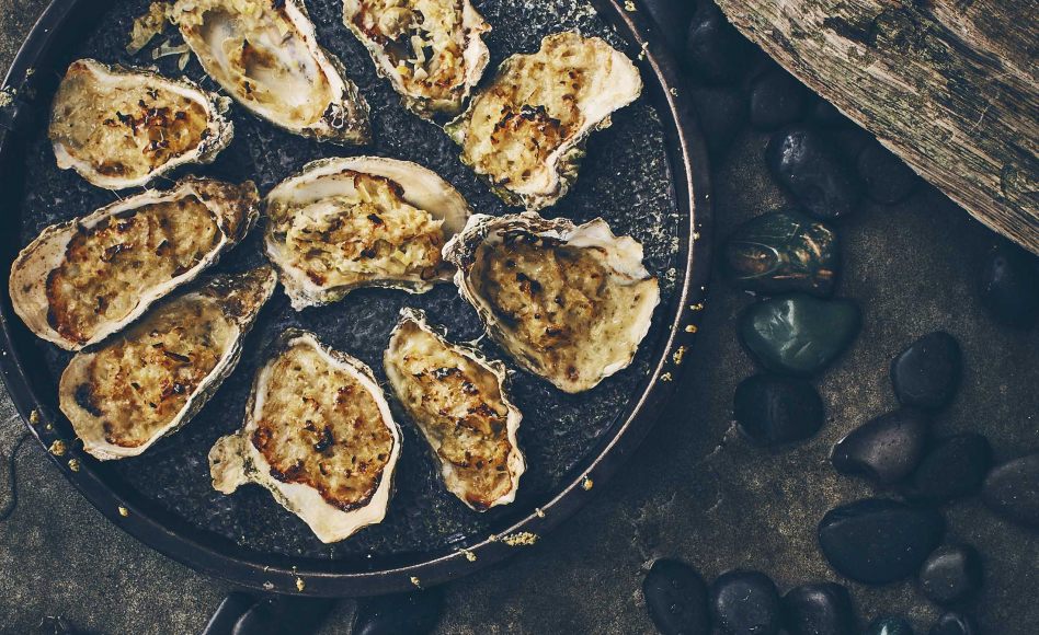 Recette d'huîtres aux poireaux par Christophe Adam