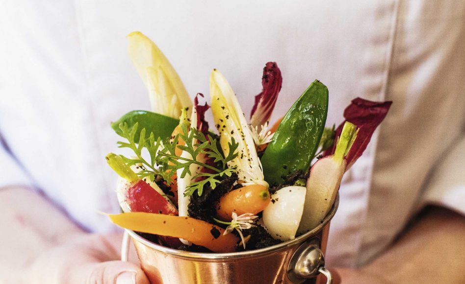 Recette de Légumes confits et « terre » d’olive par Julien Duboué