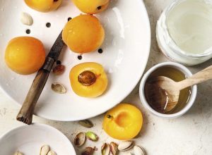 Gratin d’abricots aux pistaches