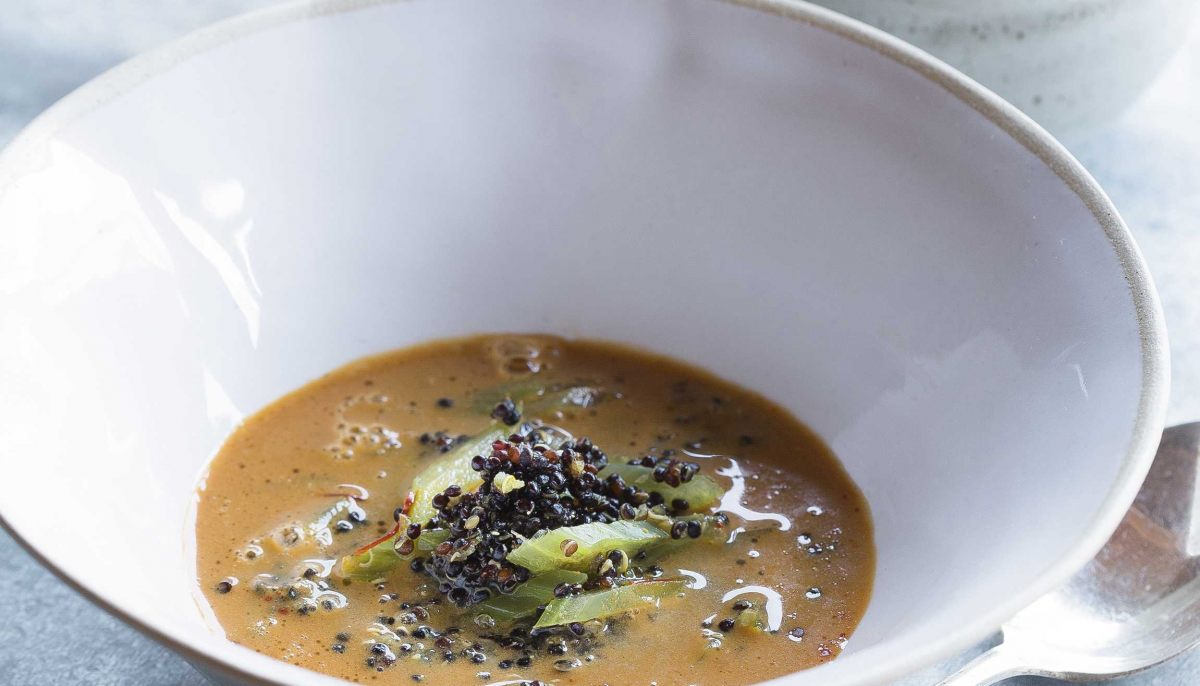 Recette de Bouillon instantané de gambas, céleri branche et quinoa par