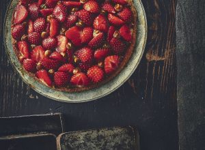 Sablé breton caramel, fraises