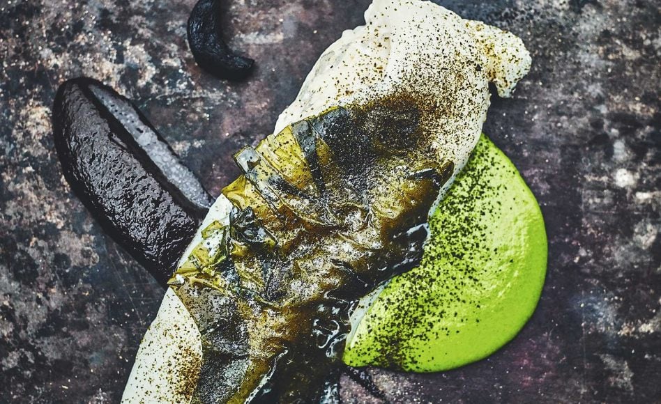 Recette de Saint-pierre cuit aux algues, jus de cresson iodé et pulpe d’oignons de Roscoff par Christophe Adam