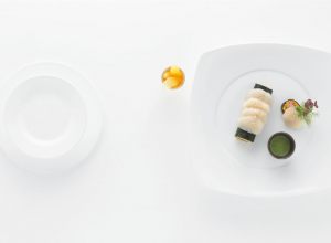 Sashimi de Saint-Jacques, wasabi/ponzu, « végét’o’nori »