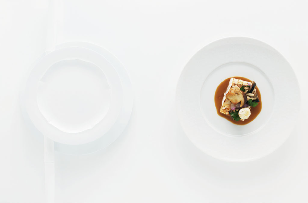 Recette de Suzuki « saïkyo », matsutake/eringi/enoki, sucs de tête